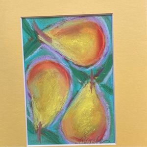 Yellow Pears”An Original Pastel Painting Matted 5"x7"